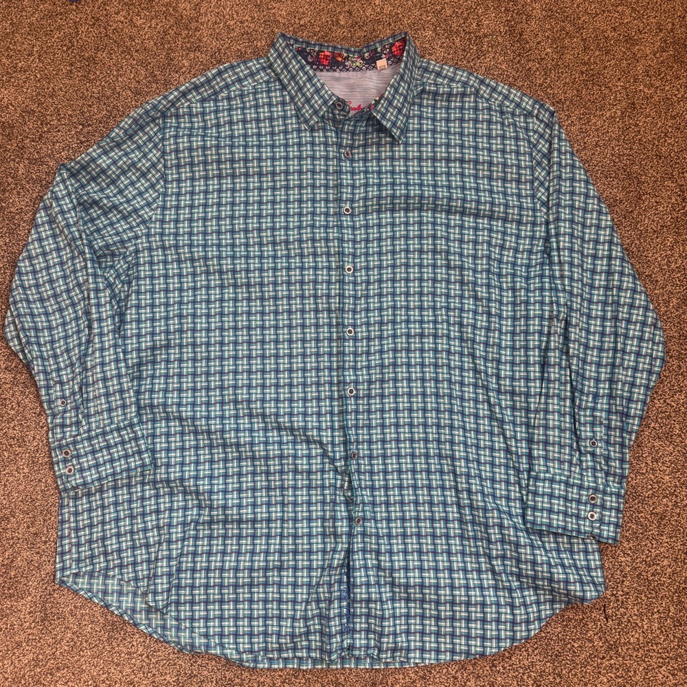 Robert Graham Men’s Button Up Shirt 4XL Plaid Long Sleeve Casual Classic Fit